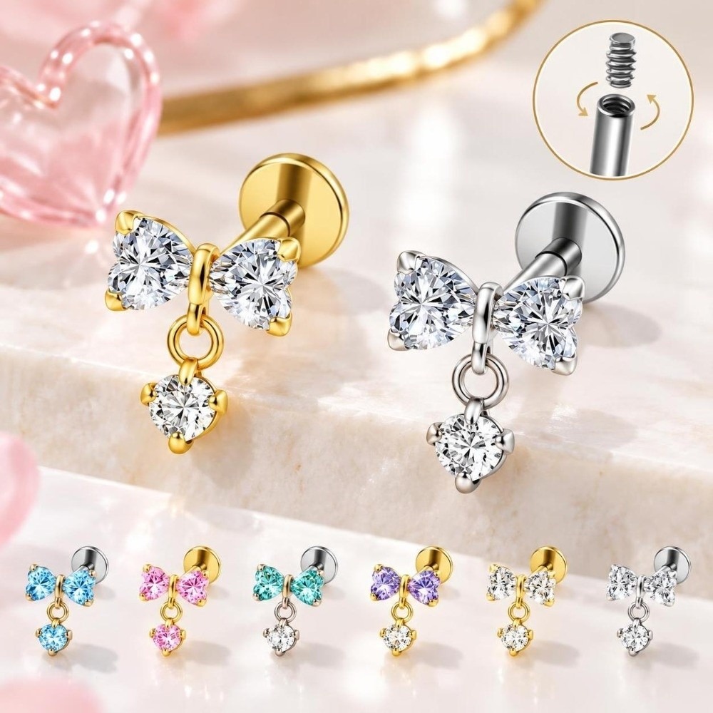 Body Jewelry Titanium - G23 Titan-Knochenmark-Ohrstecker mit Innengewinde, Hänge-Ohrring, Ohrpiercing,