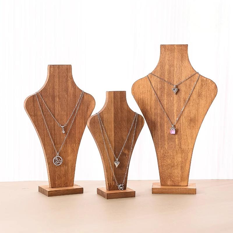 Body Jewelry Display Ideas - Abnehmbare Schaufensterpuppe aus Walnussholz, Halskette, Präsentationsständer,