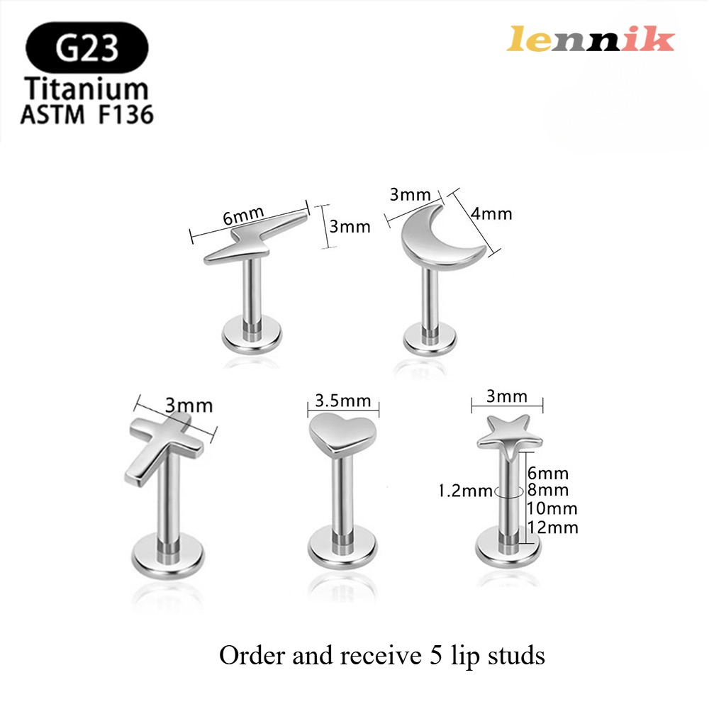 Body Jewelry Titanium - LENNIK F136 Titanlegierung Kreuz Herz Blitz