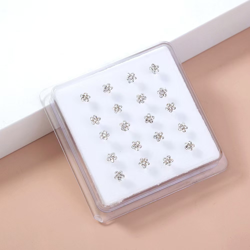 Body Jewelry Changing Kit - 20-teiliges Nasenpiercing-Schmuckset aus Silber mit farbigen