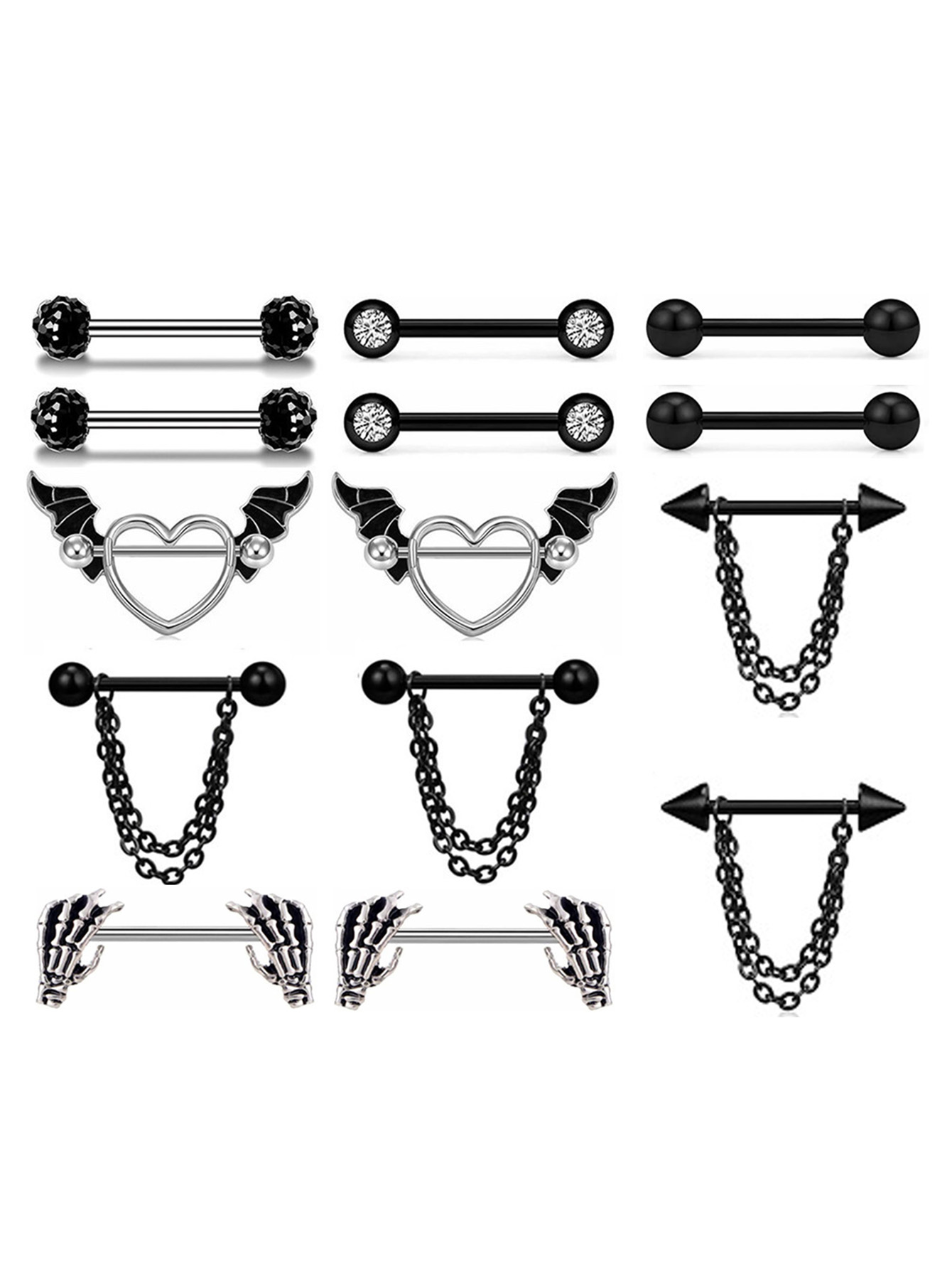 Body Jewelry Changing Kit - 2 Stück Edelstahl 14G Black Angel