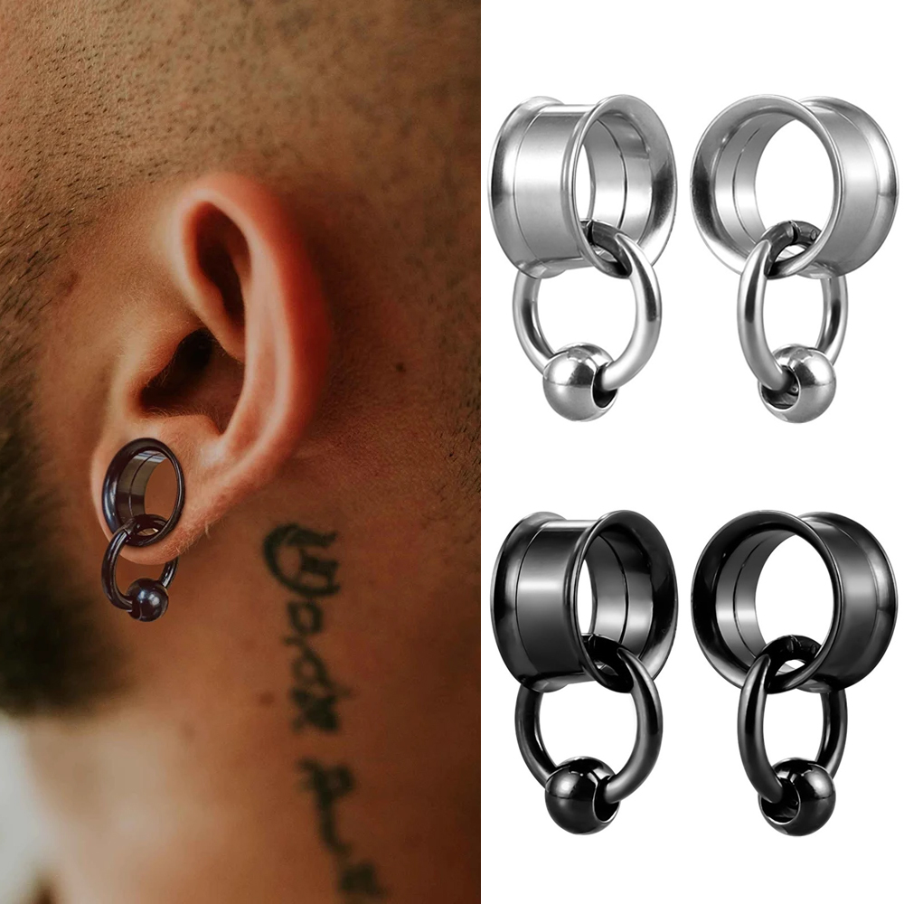 Body Jewelry Changing Kit - 2er-Set Edelstahl-Ohrstecker, runde Ohrpiercings, Tunnel-Piercings, Damen-Körperschmuck,