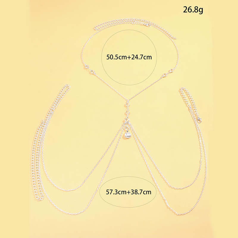 Damen Silberfarbene Körperkett – Body Jewelry Rhinestone Bewertung und Preis